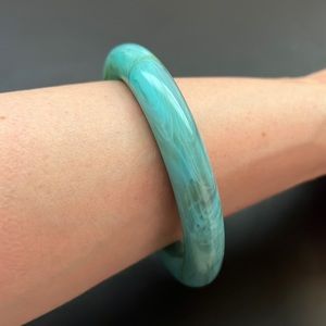 Vintage Plastic Bangle Bracelet, Turquoise, Marble, Swirl, Retro, Boho